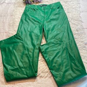 Zara Bloggers Fave Coloured Faux Leather Trouser Pants sz XS